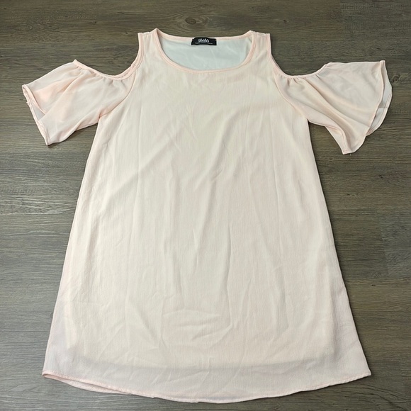 Lulu’s Kiss the Girl Peach Off-the-Shoulder Shift Dress, size medium - Picture 2 of 10